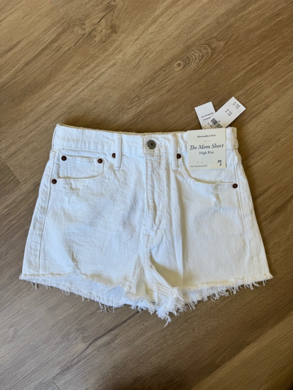 Abercrombie & Fitch White High-Rise Mom Jean Shorts